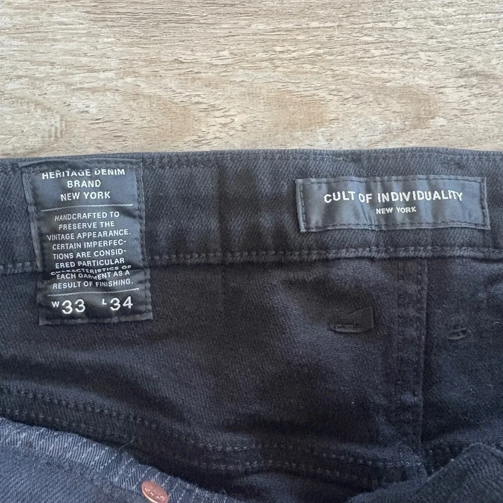 Cult of Individuality Jeans Lenny Boot 603 Mens 33x34 Black Denim Embroidery EUC